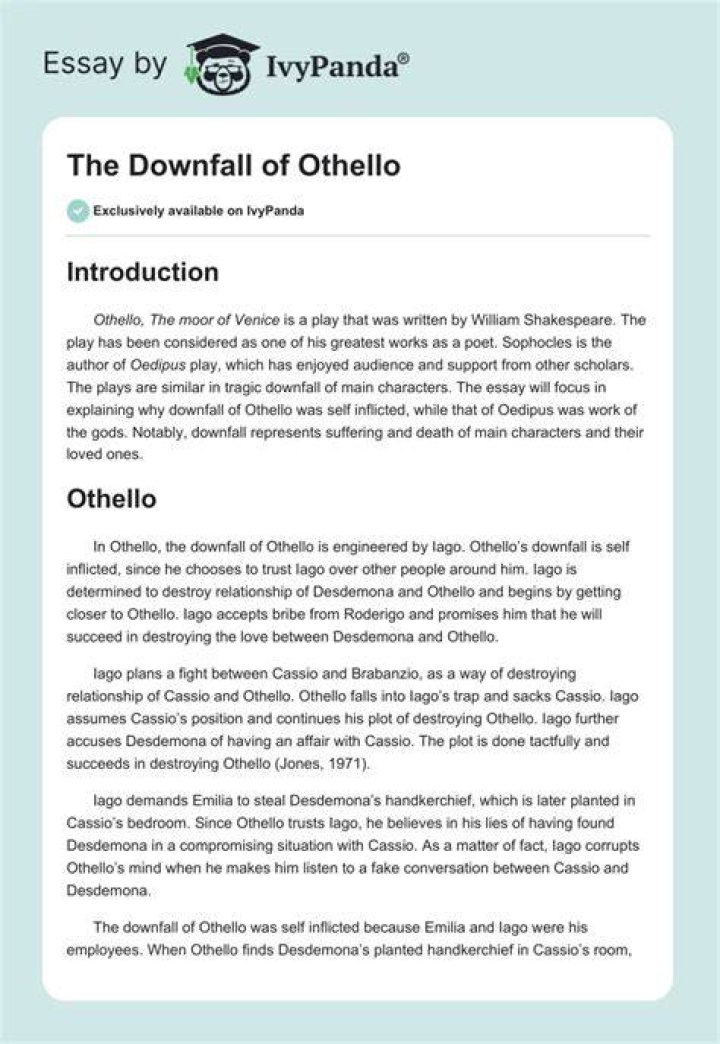 Is Othello's downfall a consequence of his own weakness or circumstances beyond his control?